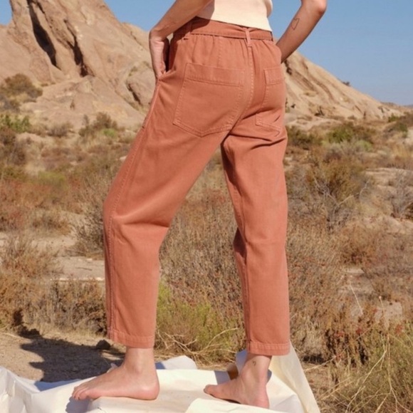 Amo Paperbag Pants Suntan Brown Rust Size 29 J - Picture 2 of 11